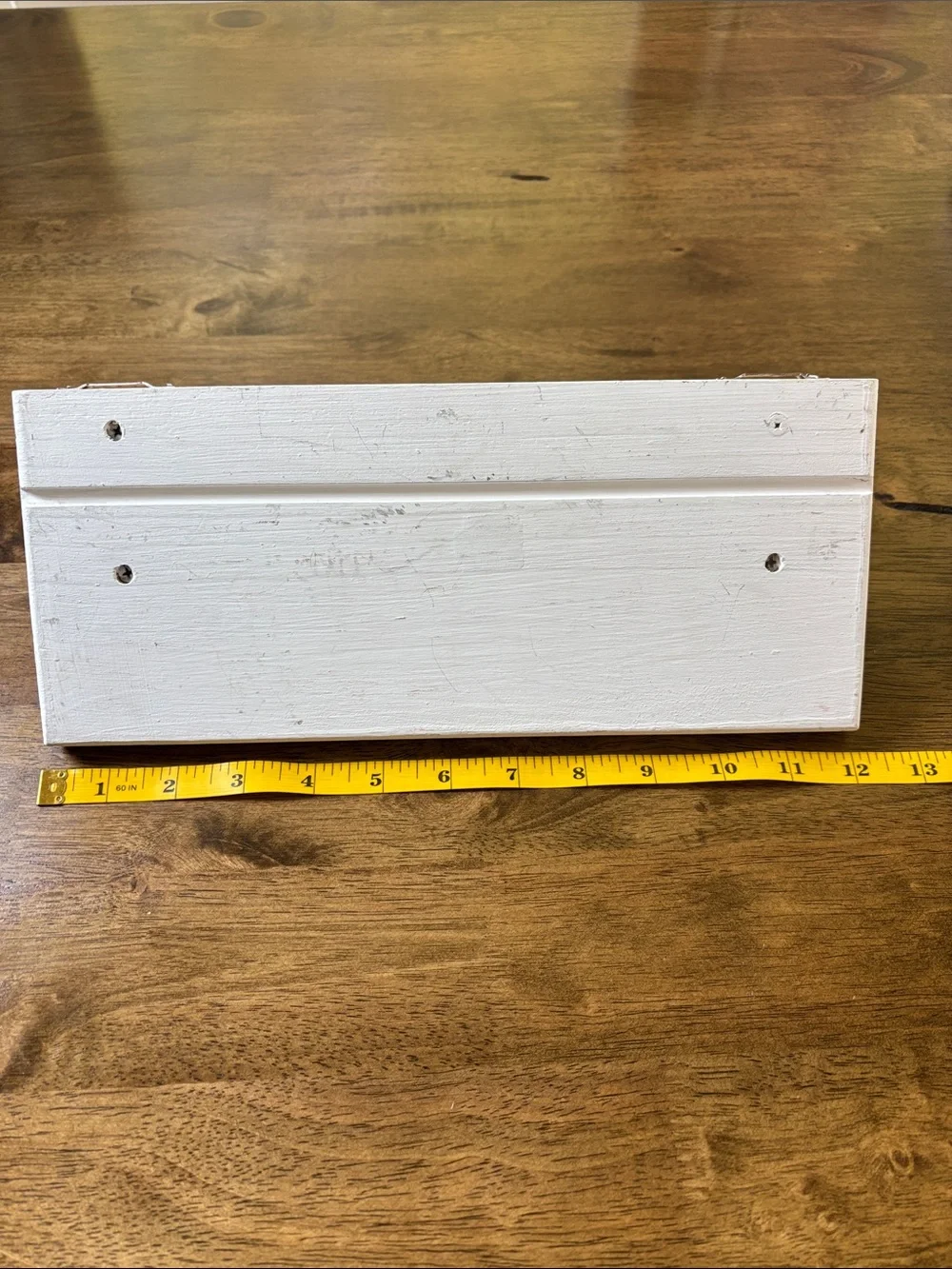 Distressed Vintage Style White Wall Display Shelf - 12”